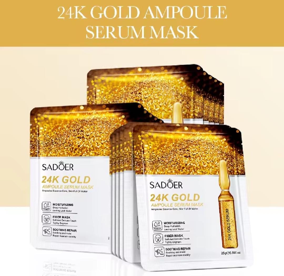 1 Pcs SADOER 24K Gold Serum Face Mask