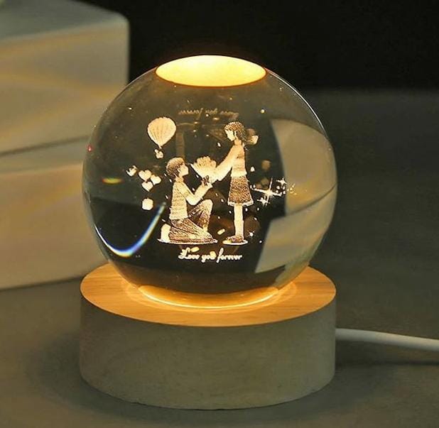 Crystal Ball Lamp Love Couple 6cm