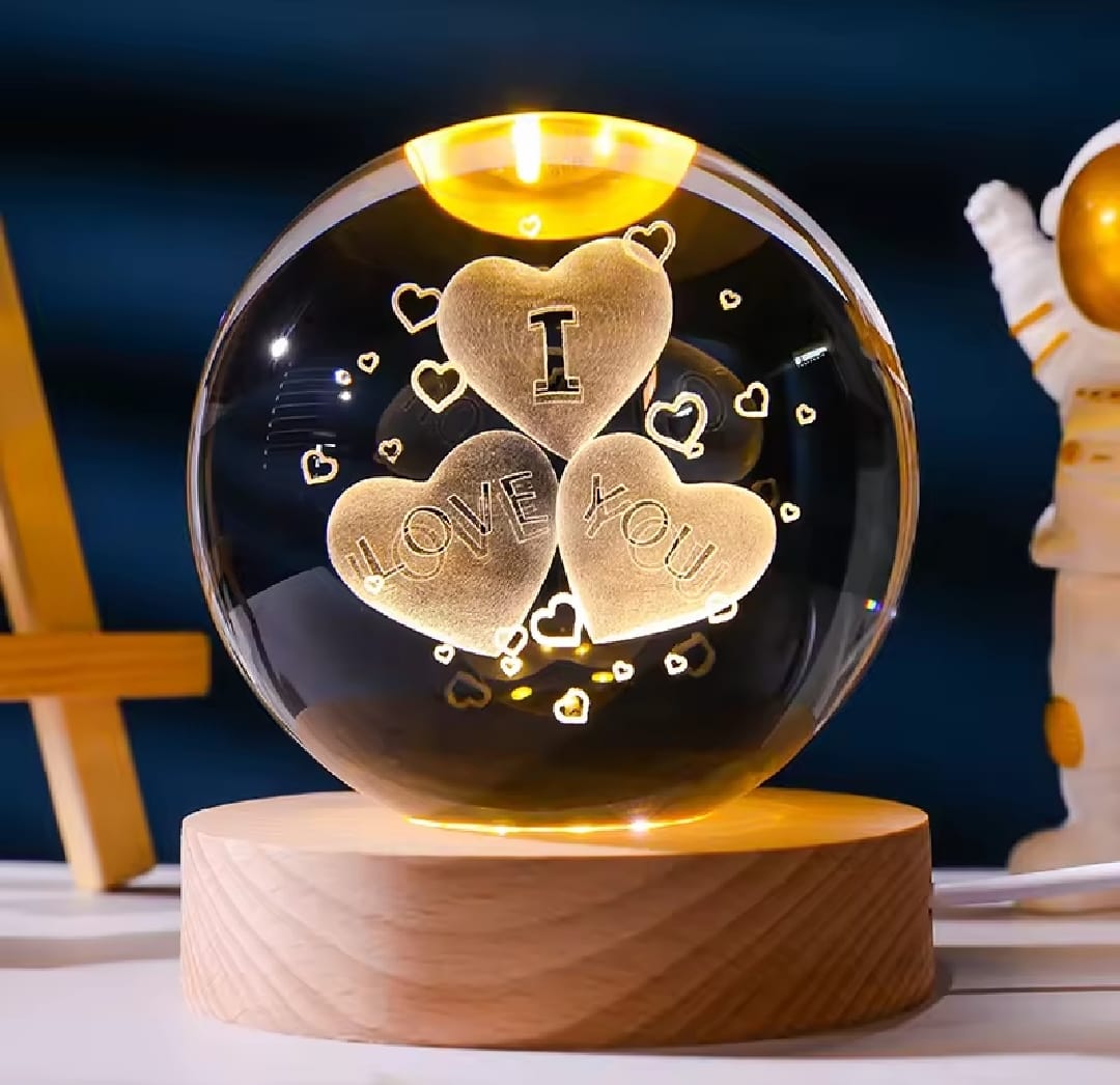 Crystal Ball Lamp I Love You Heart 6cm
