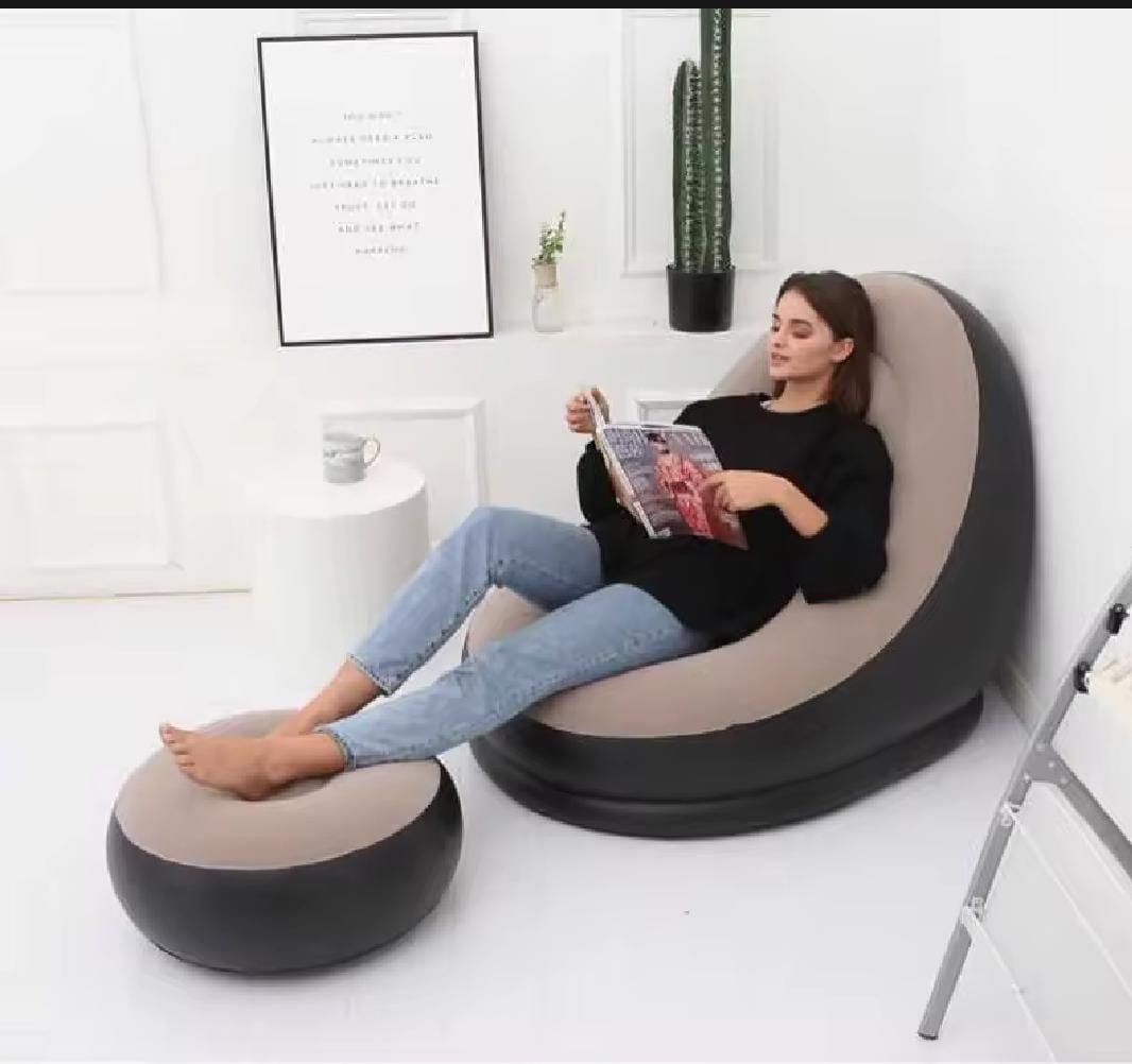 Inflatable Single Air Sofa With Foot Rest Lounge