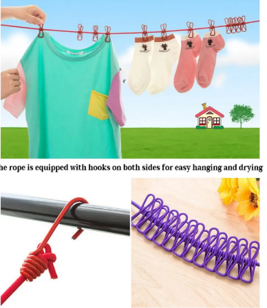 Portable Clothes Line with Clips