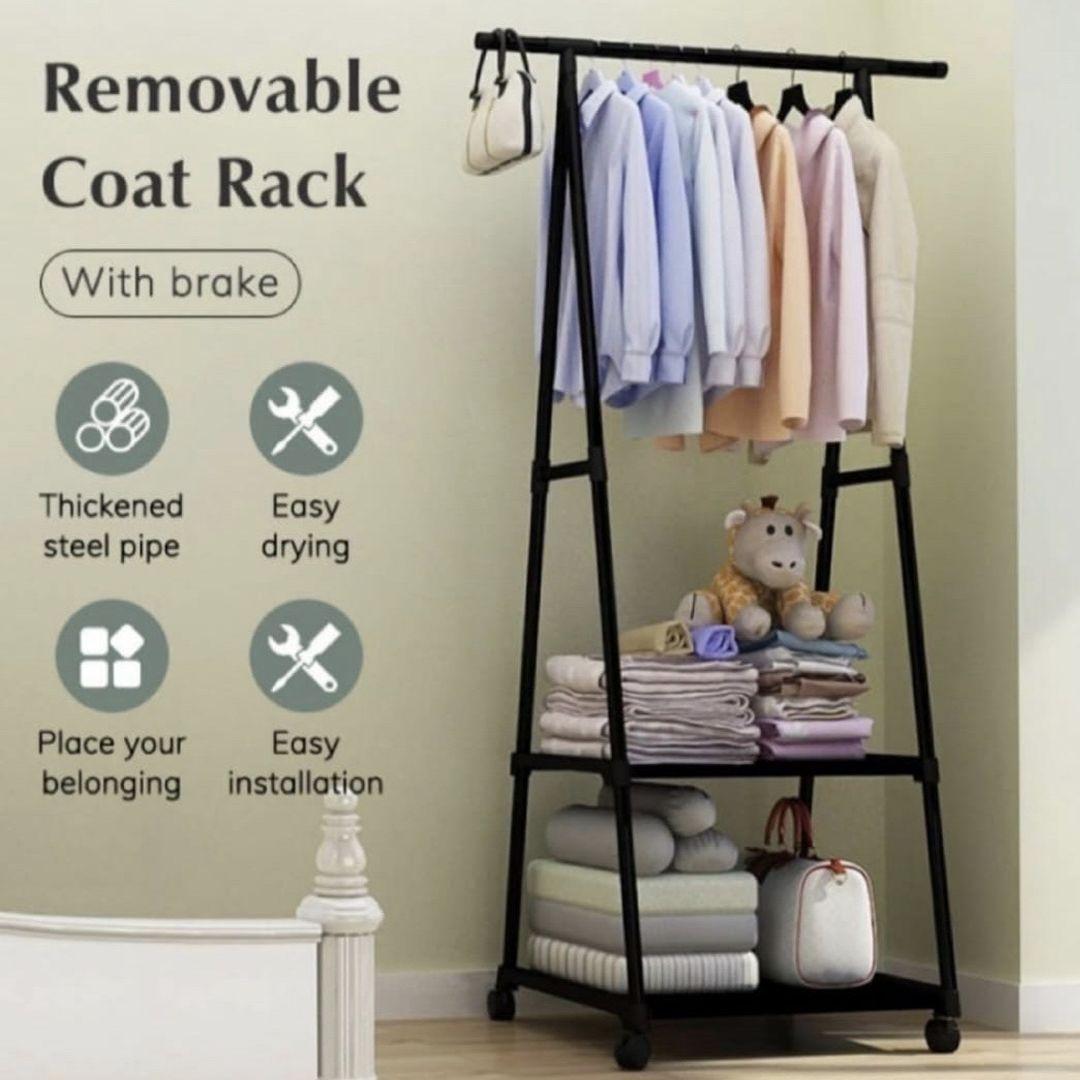 Removable Triangle Coat Rack With Wheels And Brakes