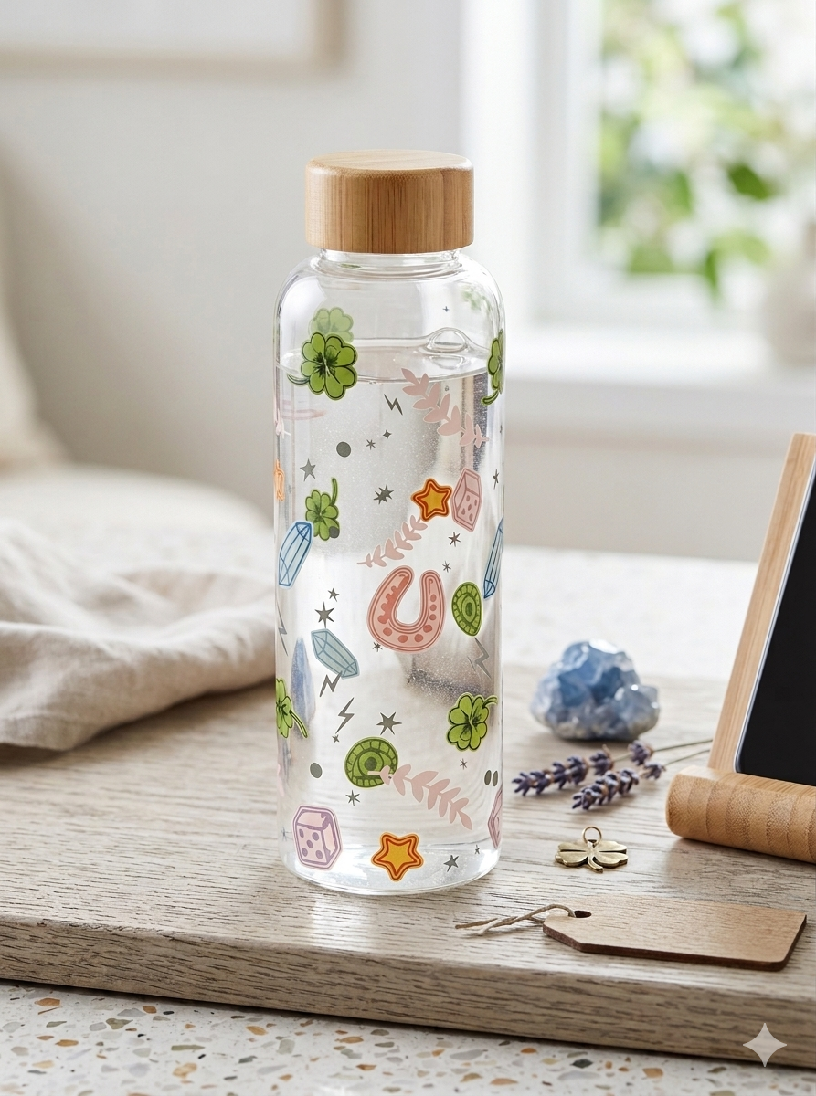Aesthetic Cute Printed Glass Bottle
