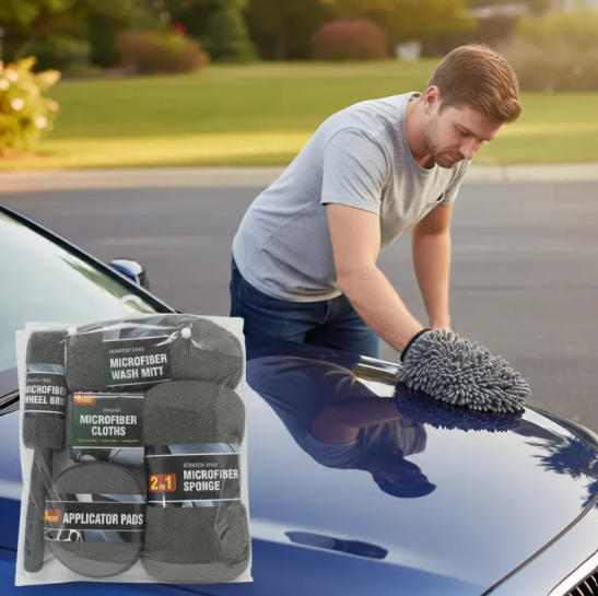 9Pcs Microfiber Car Cleaning Kit