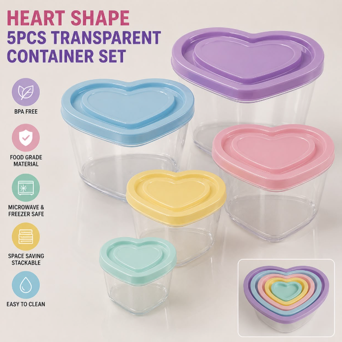 5Pcs Heart Shape Food Baskets