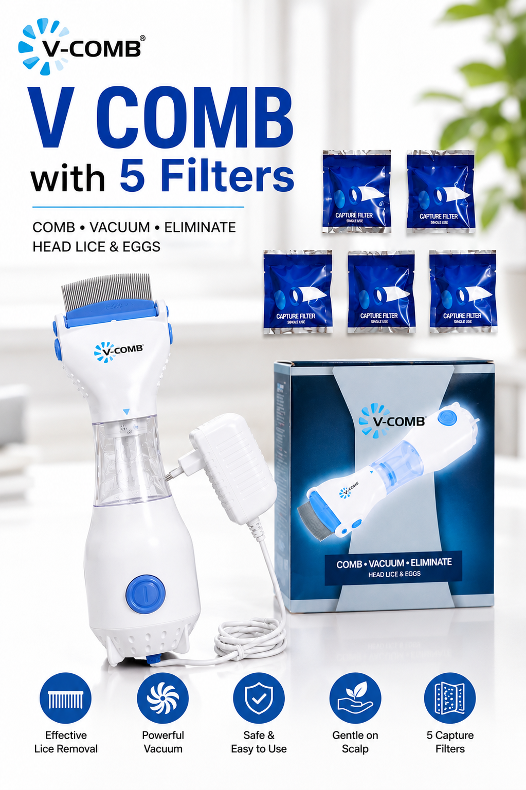 V Comb Anti Lice Machine with 5 Filters