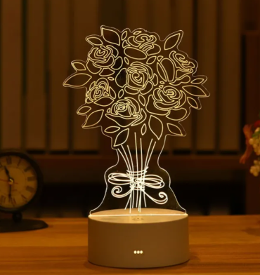 3D Acrylic Night Light Rose