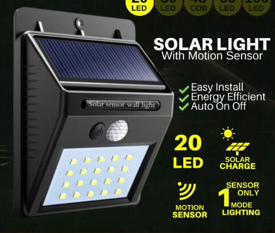 Solar Motion Sensor PIR Light Waterproof Outdoor Garden Auto On Off