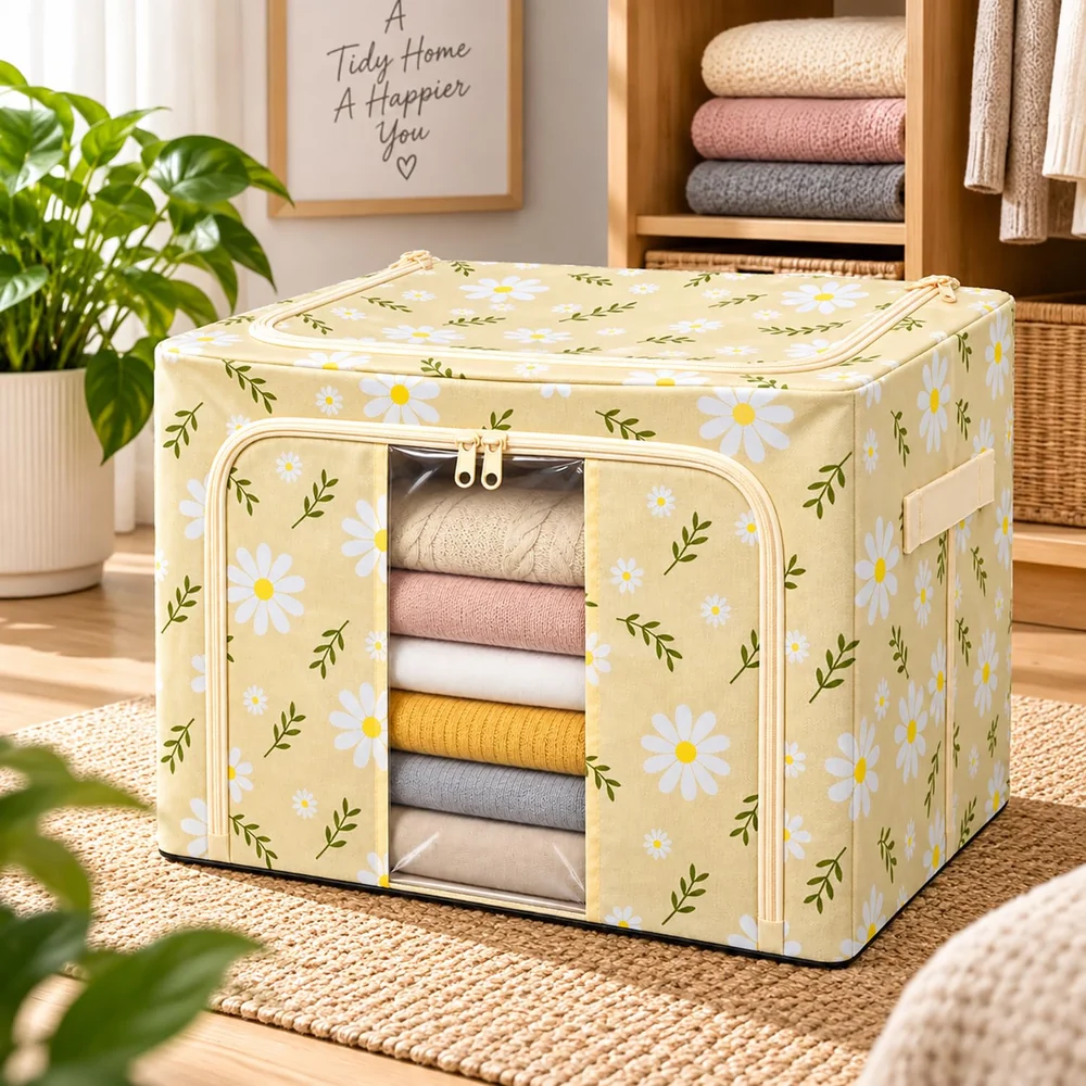 Extra Large Capacity Storage Box Organizer With Steel Frame