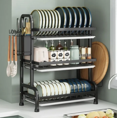 3 Layer Dish Rack – Kitchen Dish Drying & Storage Organizer