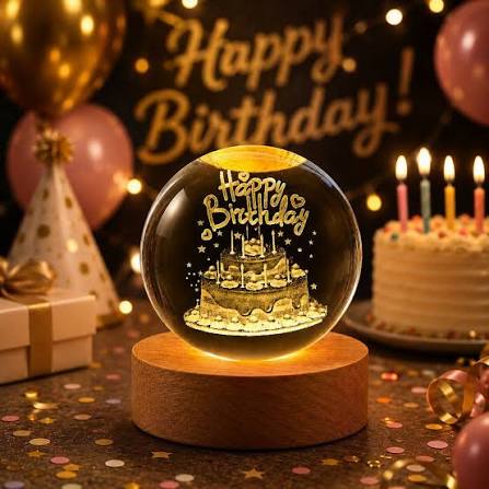 crystal ball - Happy Birth Day 6cm
